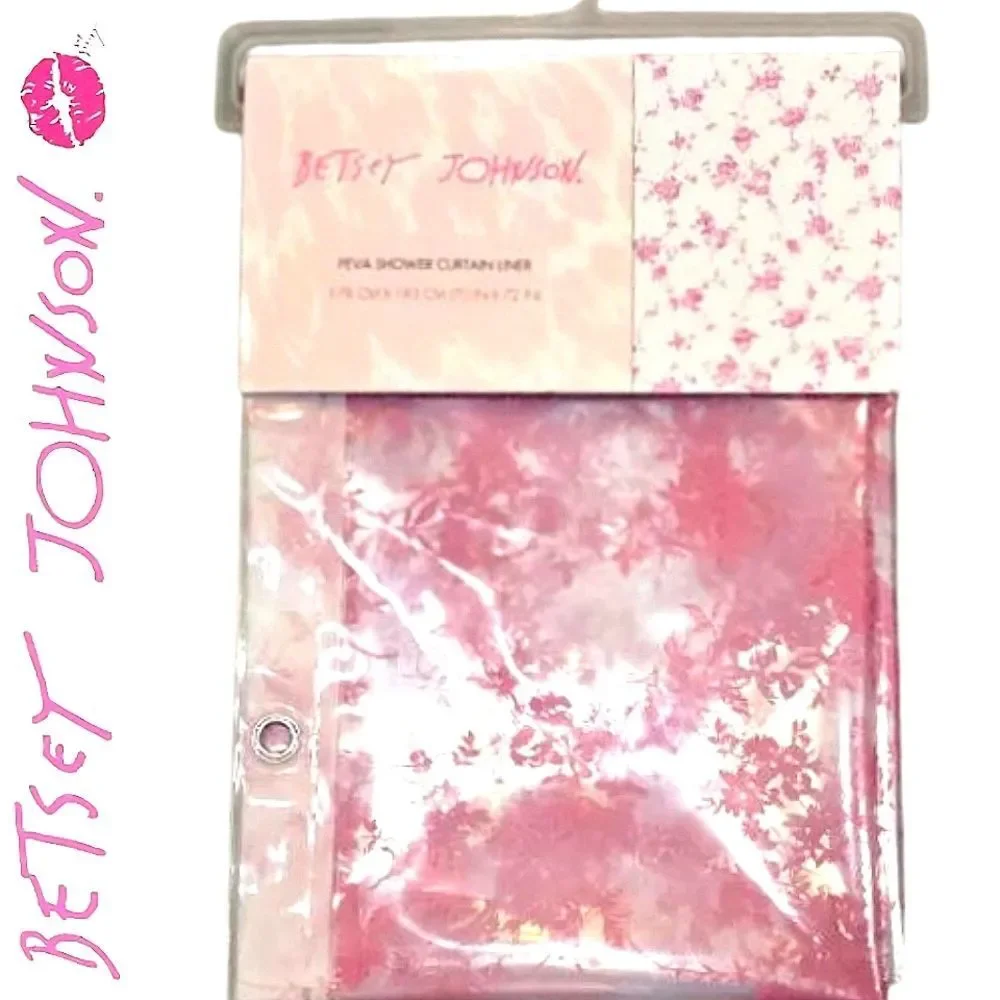 Betsey Johnson Pink Floral‎ Toile PEVA Shower Curtain Liner
